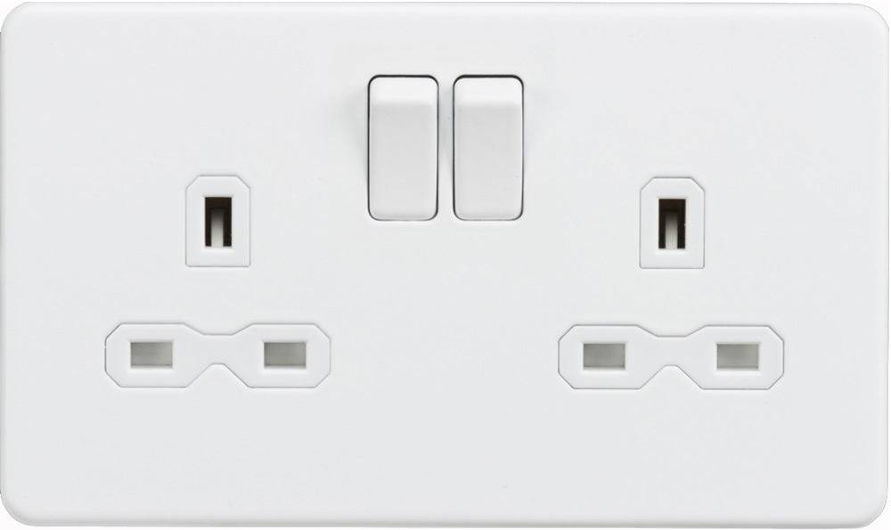 Buildrite Double Socket Knightsbridge Screwless Matt White Double Socket SFR9000MW | The Switch ...
