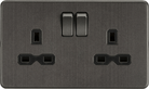 Knightsbridge Screwless Smoked Bronze Double Socket SFR9000SB - The Switch Depot