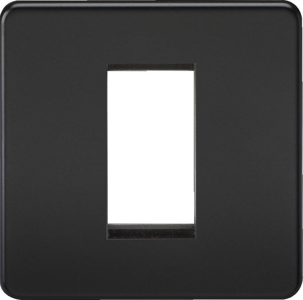 Knightsbridge Screwless Matt Black 1G Euro Plate SF1GMB - The Switch Depot
