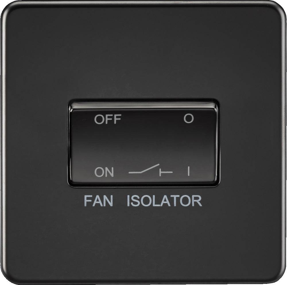 Knightsbridge Screwless Matt Black Fan Isolator Switch SF1100MBB - The Switch Depot