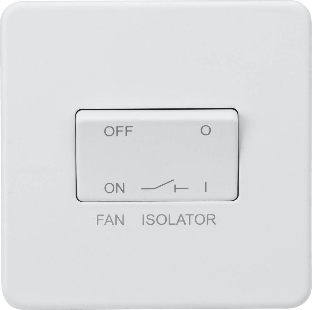 Knightsbridge Screwless Matt White Fan Isolator Switch SF1100MW - The Switch Depot