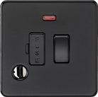 Knightsbridge Screwless Matt Black 13A Switched Spur with Neon & Flex Outlet SF6300FMBB - The Switch Depot