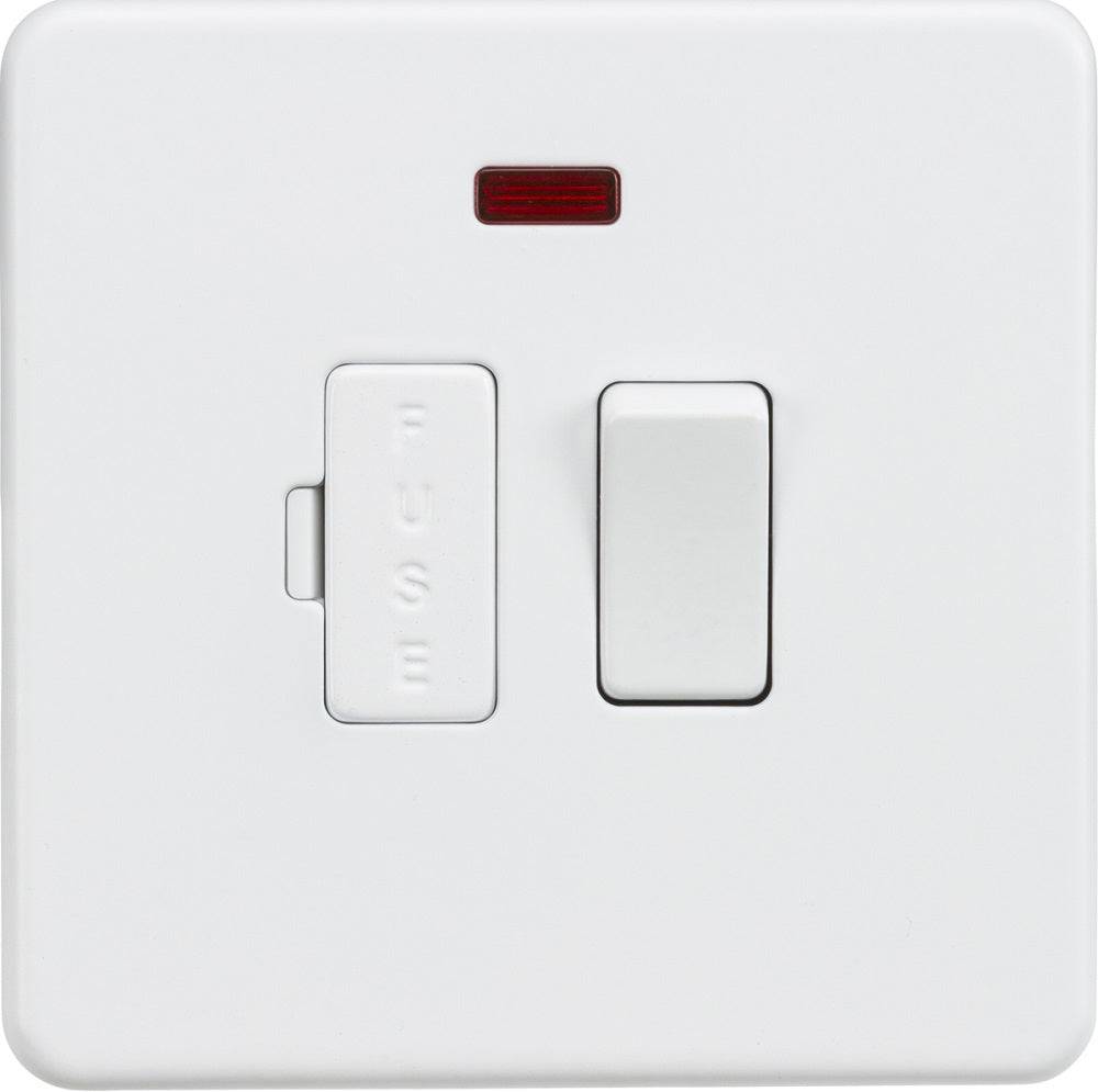 Knightsbridge Screwless Matt White 13A Switched Spur with Neon SF6300NMW - The Switch Depot