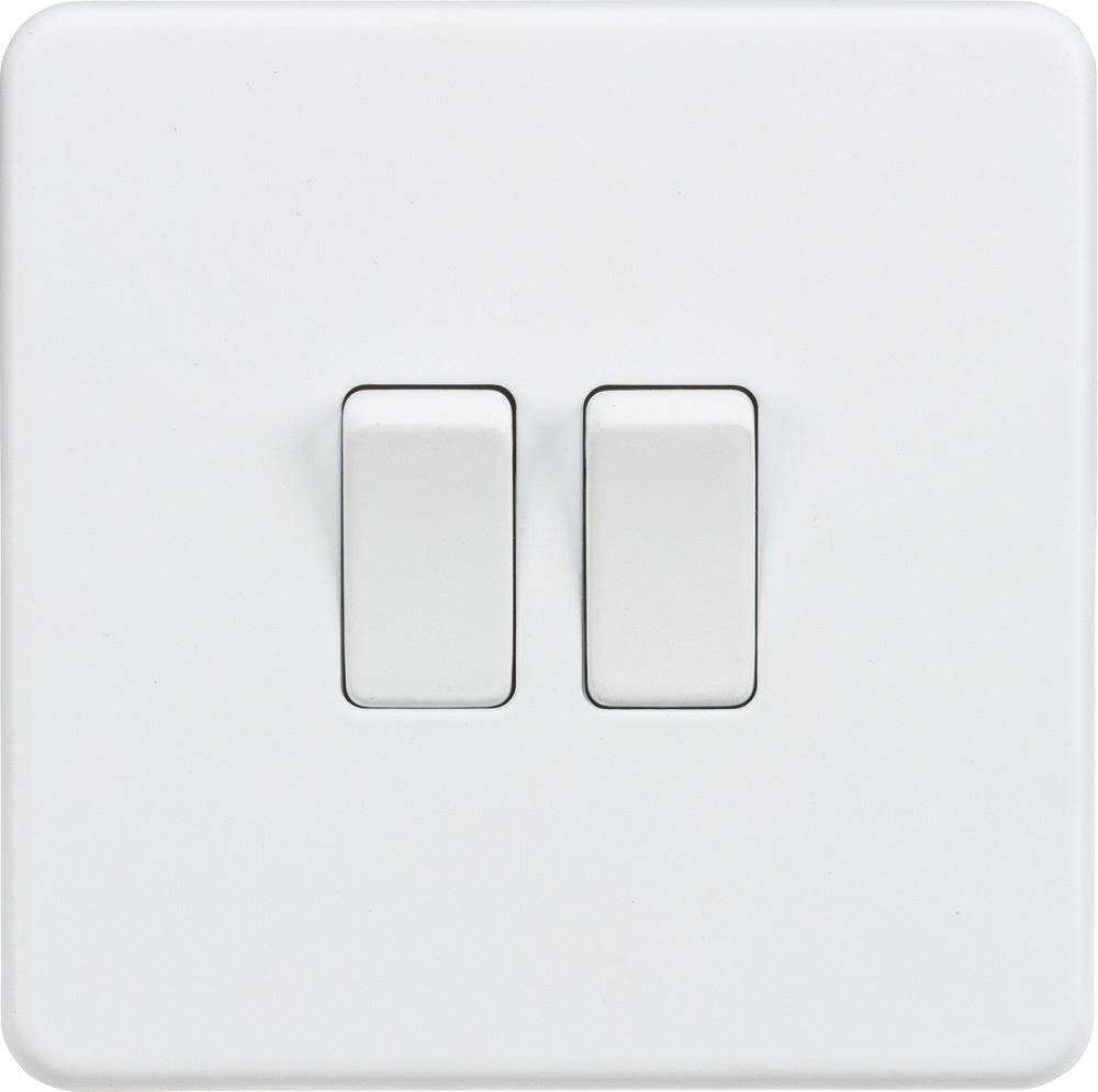 Knightsbridge Screwless Matt White 2G Intermediate Light Switch SF1202MW - The Switch Depot