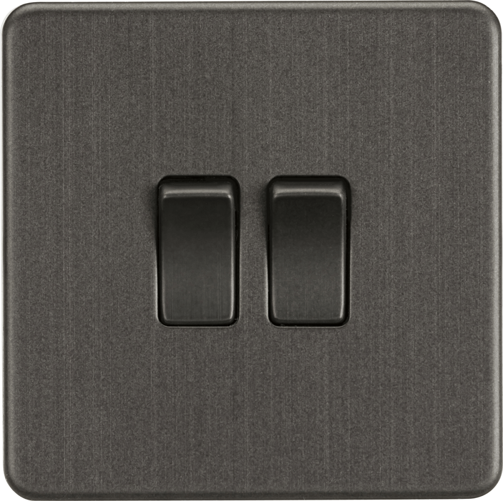 Knightsbridge Screwless Smoked Bronze 2W & Intermediate Light Switch SF2012SB - The Switch Depot