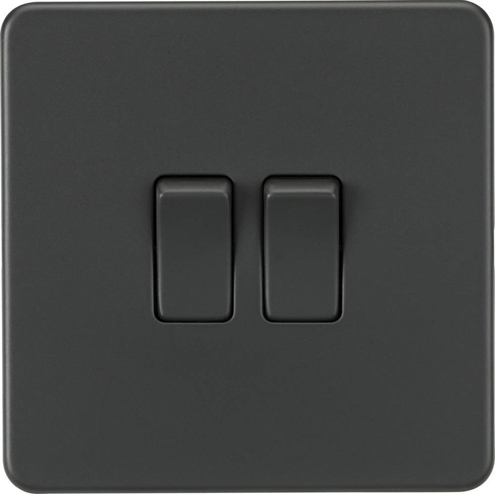 Knightsbridge Screwless Anthracite 2G Light Switch SF3000AT - The Switch Depot