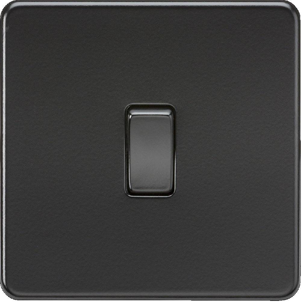 Knightsbridge Screwless Matt Black 1G Light Switch SF2000MBB - The Switch Depot