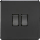 Knightsbridge Screwless Matt Black 2G Light Switch SF3000MBB - The Switch Depot