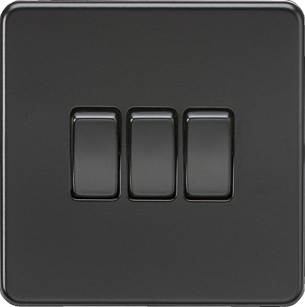 Knightsbridge Screwless Matt Black 3G Light Switch SF4000MBB - The Switch Depot