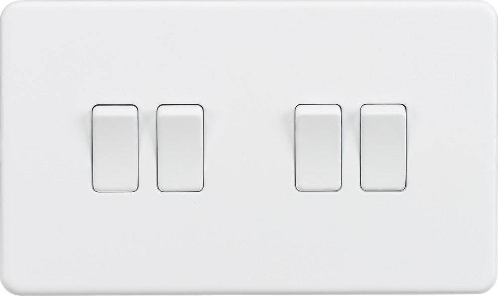 Knightsbridge Screwless Matt White 4G Light Switch SF4100MW - The Switch Depot