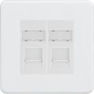 Knightsbridge Screwless Matt White Double Cat6 Data Socket SFRJ4562MMW - The Switch Depot
