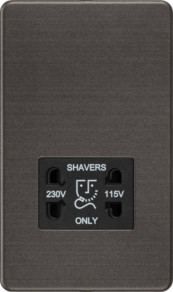 Knightsbridge Screwless Smoked Bronze Shaver Socket SF8900SB - The Switch Depot