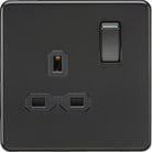 Knightsbridge Screwless Matt Black Single Socket SFR7000MBB - The Switch Depot
