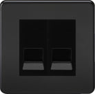 Knightsbridge Screwless Matt Black Double Slave Telephone Socket SF7420MMBB - The Switch Depot