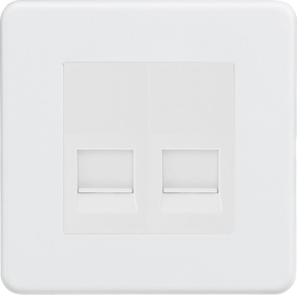 Knightsbridge Screwless Matt White Double Slave Telephone Socket SF7420MMW - The Switch Depot