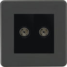 Knightsbridge Screwless Anthracite Double TV Socket SF0200MAT - The Switch Depot