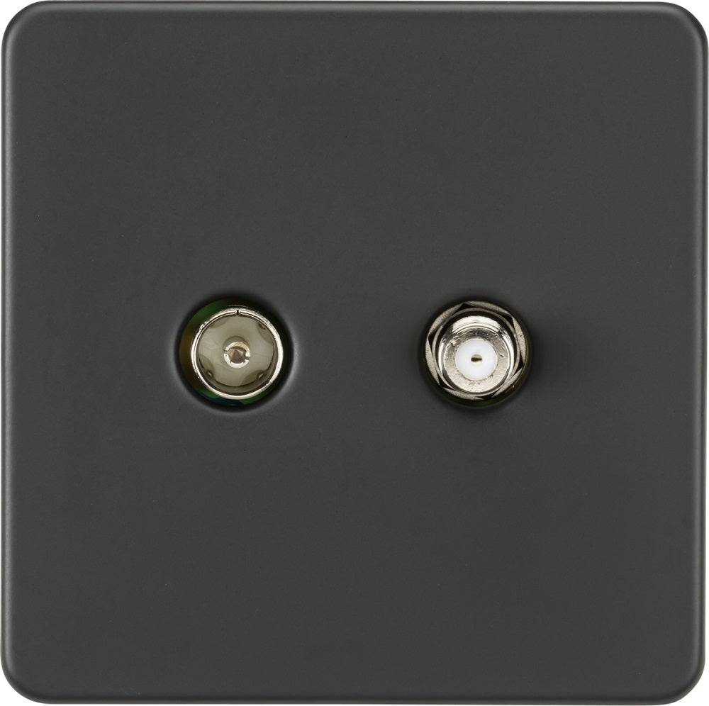 Knightsbridge Screwless Anthracite TV and Satellite Socket SF0140AT - The Switch Depot