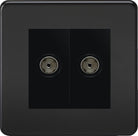 Knightsbridge Screwless Matt Black Double TV Socket SF0200MMBB - The Switch Depot