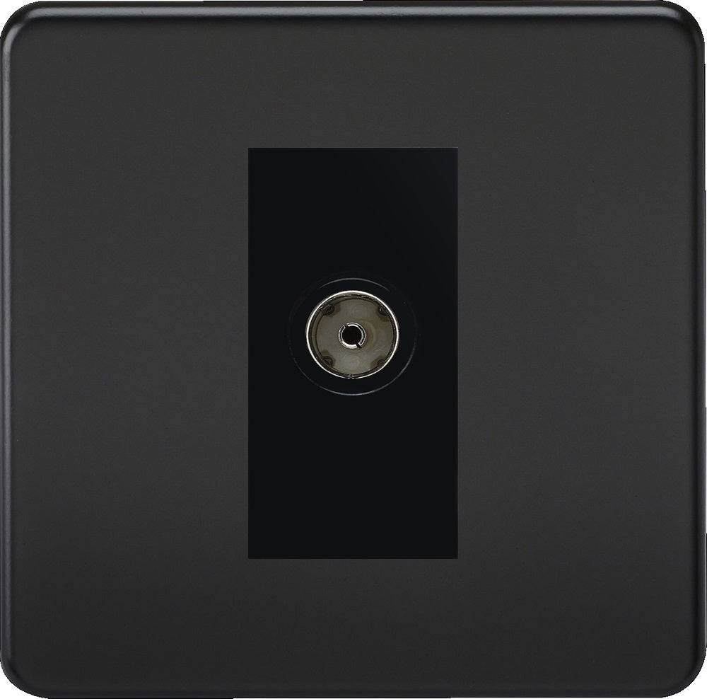 Knightsbridge Screwless Matt Black TV Socket SF0100MMBB - The Switch Depot