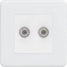 Knightsbridge Screwless Matt White Double Satellite Socket SF0250MMW - The Switch Depot