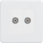 Knightsbridge Screwless Matt White Double TV Socket SF0200MMW - The Switch Depot