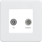 Knightsbridge Screwless Matt White TV and DAB Socket SF0160MMW - The Switch Depot