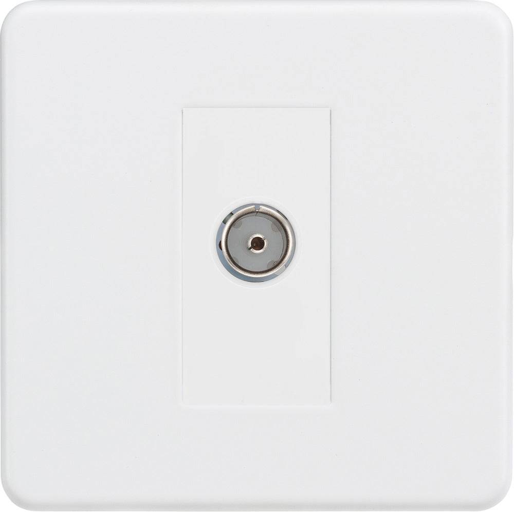 Knightsbridge Screwless Matt White TV Socket SF0100MMW - The Switch Depot