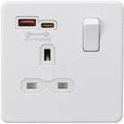 Knightsbridge Screwless Matt White Single A+C USB Socket SFR9919MW - The Switch Depot