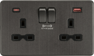 Knightsbridge Screwless Smoked Bronze Double A+C USB Socket SFR9909SB - The Switch Depot