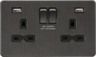 Knightsbridge Screwless Smoked Bronze Double USB Socket SFR9224SB - The Switch Depot