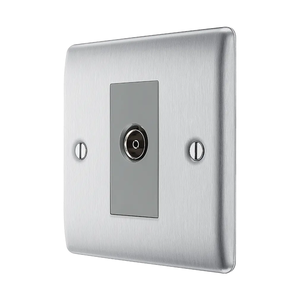 nexus brushed steel co-ax socket