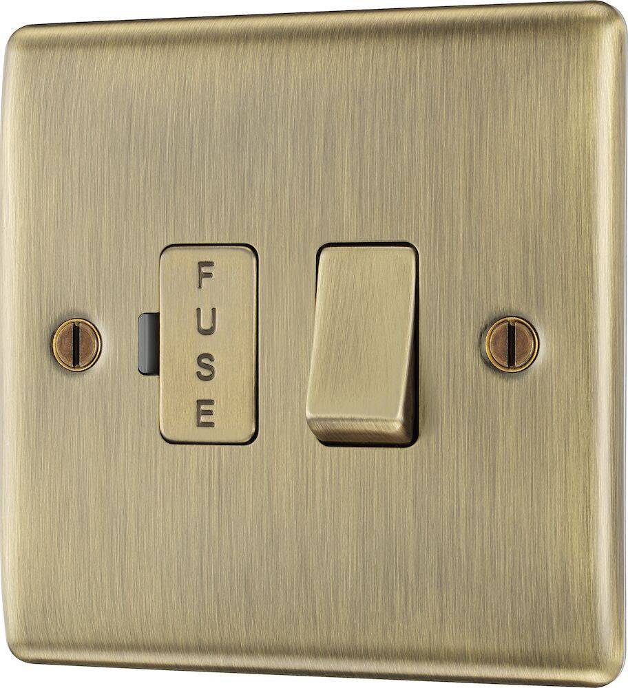 Nexus Metal Antique Brass 13A Switched Spur NAB50-The Switch Depot