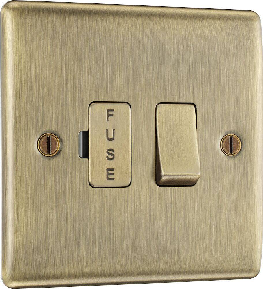 Nexus Metal Antique Brass 13A Switched Spur NAB50-The Switch Depot