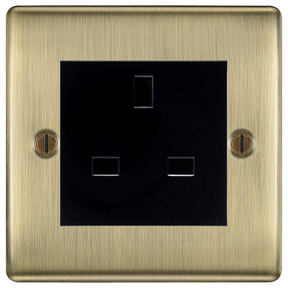 Nexus Metal Antique Brass 13A Unswitched Socket NABUSSB-The Switch Depot