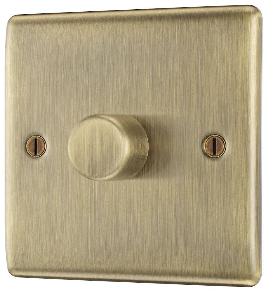 Nexus Metal Antique Brass 1G Dimmer Switch NAB81-The Switch Depot
