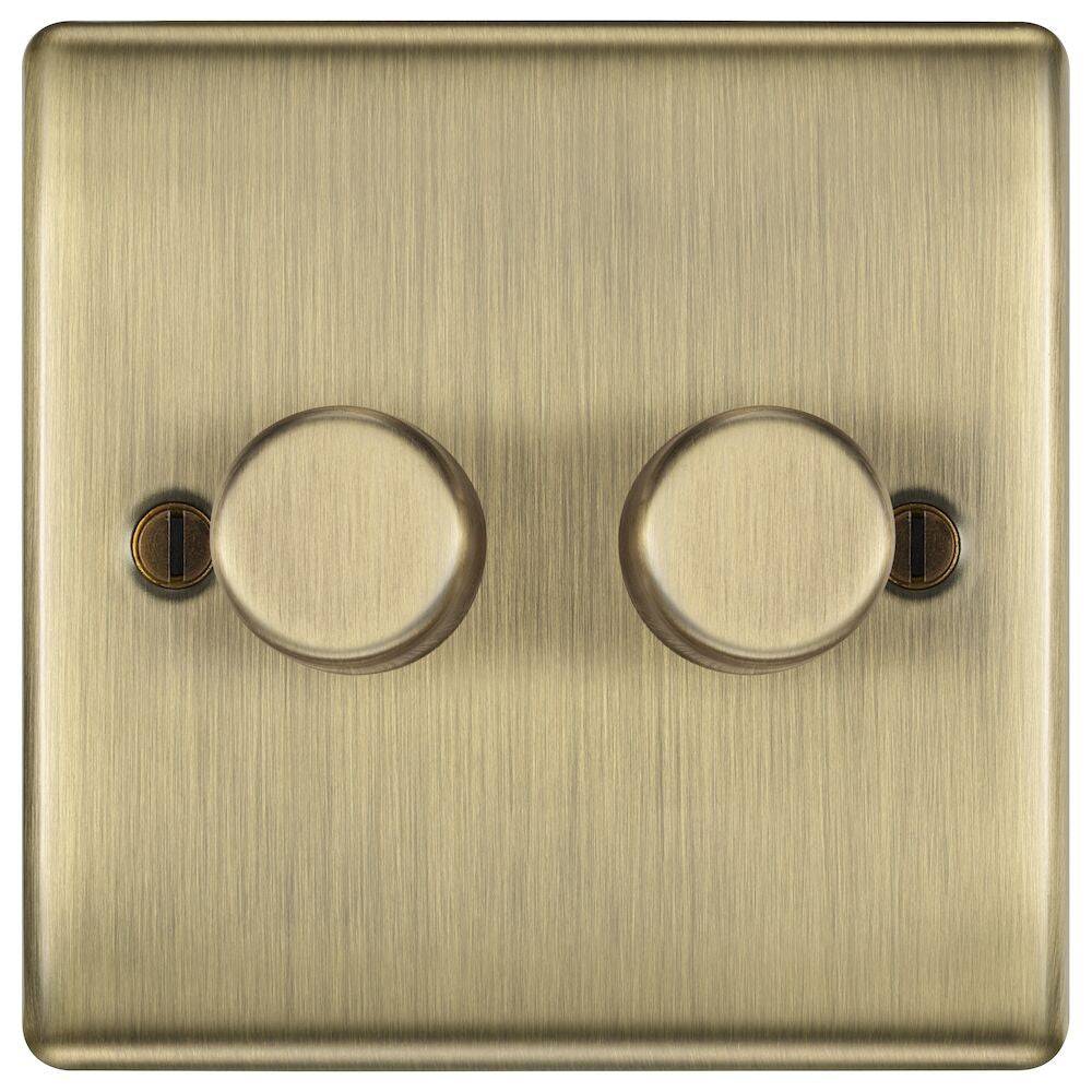 Nexus Metal Antique Brass 2G Dimmer Switch NAB82-The Switch Depot