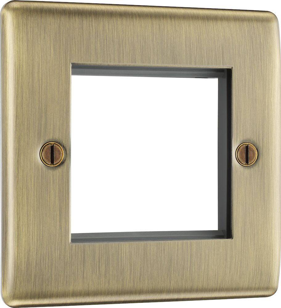 Nexus Metal Antique Brass 2G Euro Plate NABEMS2-The Switch Depot