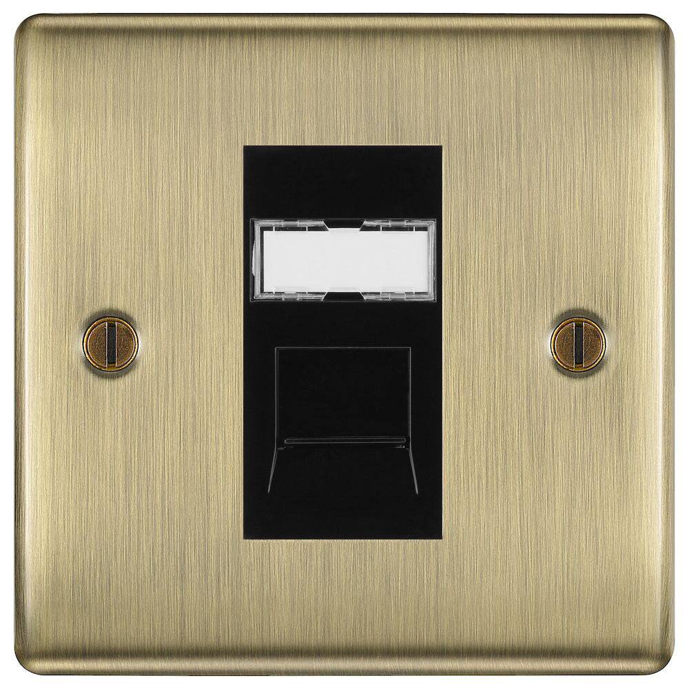 Data Outlet Insert Nexus Metal Antique Brass Cat5e Data Outlet Socket NABRJ451B | The ...