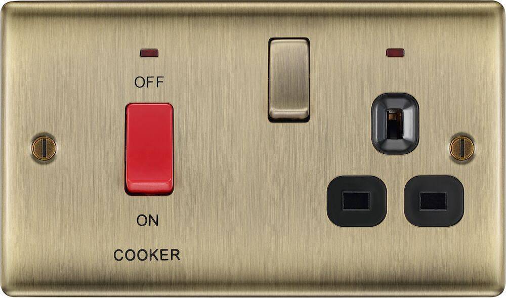 Nexus Metal Antique Brass Cooker Switch With 13A Socket NAB70B The nexus-metal-antique-brass-cooker-switch-with-13a-socket-nab70b-the