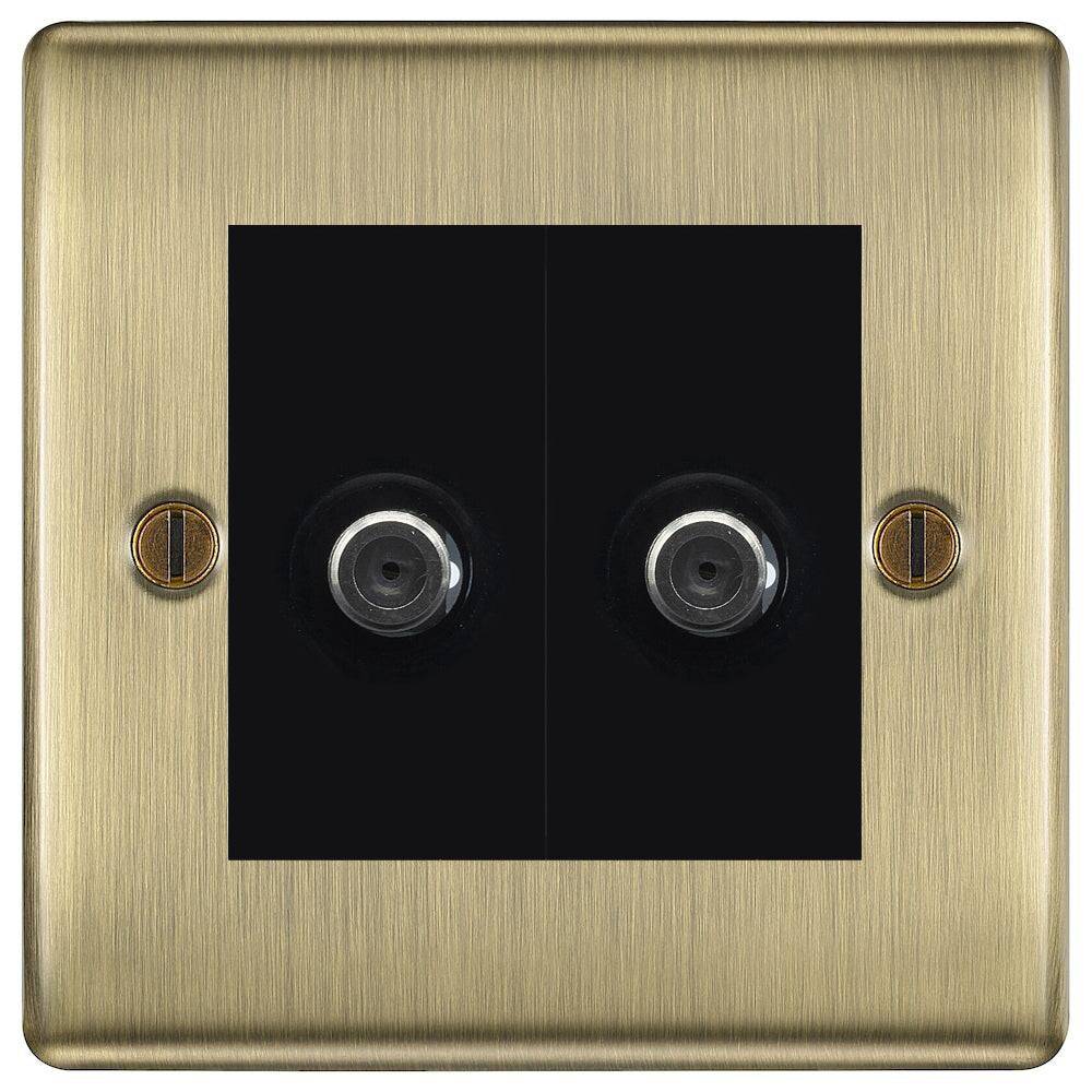 Nexus Metal Antique Brass Double Satellite Socket NAB642B-The Switch Depot