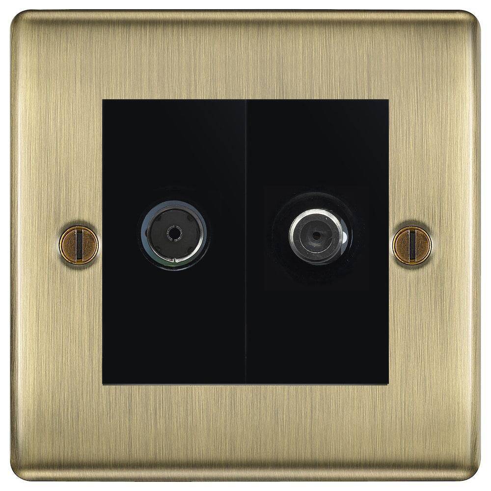 Nexus Metal Antique Brass TV and Satellite Socket NAB65B-The Switch Depot
