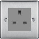 Nexus Metal Brushed Steel 13A Unswitched Socket NBSUSSG - The Switch Depot