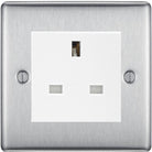 Nexus Metal Brushed Steel 13A Unswitched Socket NBSUSSW - The Switch Depot