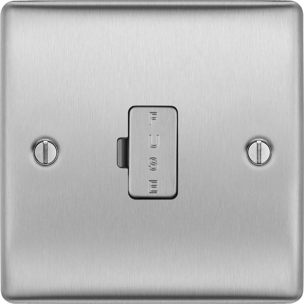 Nexus Metal Brushed Steel 13A Unswitched Spur NBS54 - The Switch Depot