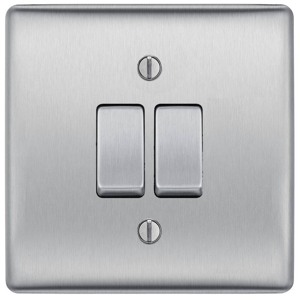 Nexus Metal Brushed Steel 2G Intermediate Light Switch NBS2GINT | The  Switch Depot