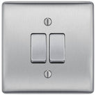 Nexus Metal Brushed Steel 2G Intermediate Light Switch NBS2GINT - The Switch Depot