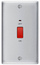 Nexus Metal Brushed Steel 45A Cooker Switch with Neon NBS72 - The Switch Depot