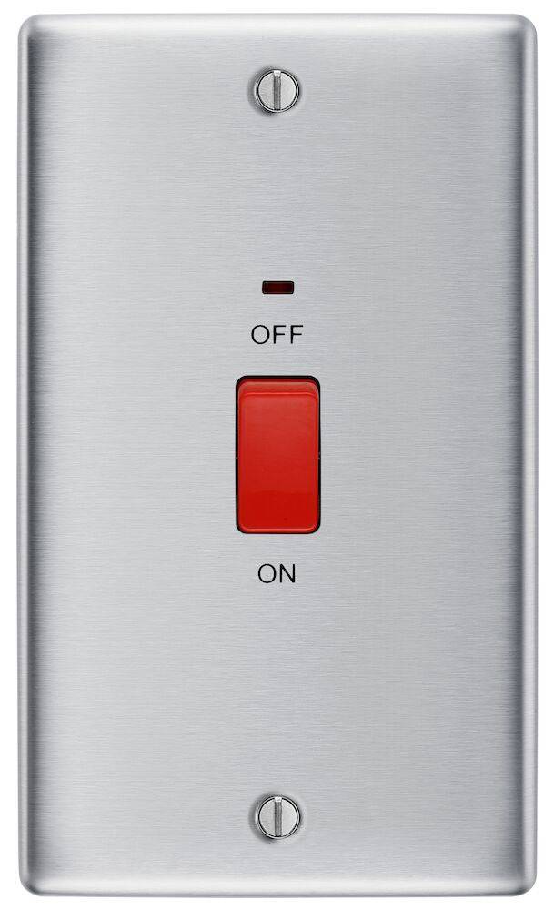 Nexus Metal Brushed Steel 45A Cooker Switch with Neon NBS72 - The Switch Depot