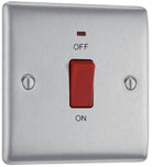 Nexus Metal Brushed Steel 45A Cooker Switch with Neon NBS74 - The Switch Depot