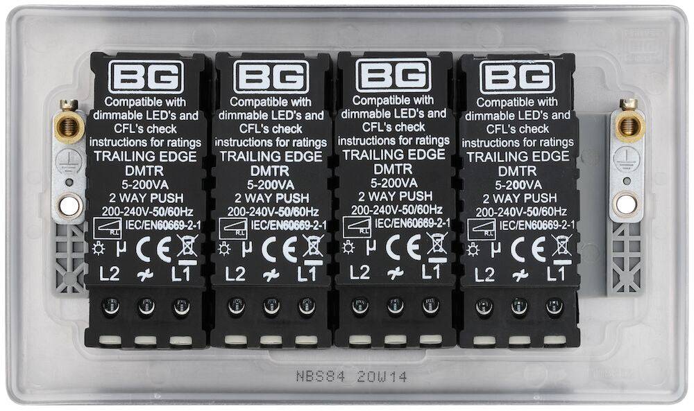 Nexus Metal Brushed Steel 4G Dimmer Switch NBS84 - The Switch Depot